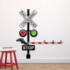 Railroad Train Crossing Lights Wall Decal - Children Kids Nursery Wall Decals - Train Railroad Wall Decor Vinyl Wall Art Decal Sticker (38"W x 40"H)