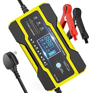 Manwe Car Battery Charger, 12V/24V 10Amp Automatic Battery Charger with 7-Stage Charging, 6 Charging Mode and LCD Screen, Intelligent Charges, Repairs, Maintains Car Motorcycle Boat Mower Battery