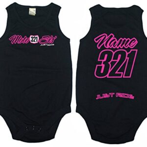 Just Ride Moto Sis' Motocross Plate Baby Tank Top Infant Creeper One Piece Personalized (24 Month, Black/Pink)
