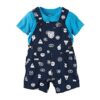 Carter's Baby Boys' 2 Piece Set Overall And Top,Blue,9 Months