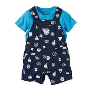 Carter's Baby Boys' 2 Piece Set Overall And Top,Blue,9 Months