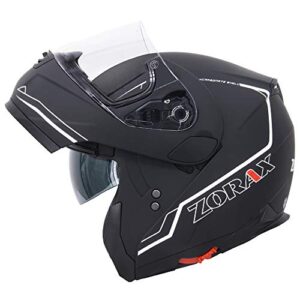 Zorax Matt Black/White M (57-58cm) ZOR-838 Double Visor Modular Flip up front Motorcycle Motorbike Helmet ECE 2205 Approved