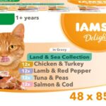 IAMS Delights Wet Food Land for Adult Cats, 48 x 85g