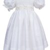 Baby Girls Christening Baptism Hand Smocked Silk Organza Dress 6m Ivory