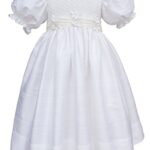 Baby Girls Christening Baptism Hand Smocked Silk Organza Dress 6m Ivory