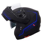 Zorax Matt Black/Blue XL (61-62cm) ZOR-838 Double Visor Modular Flip up front Motorcycle Motorbike Helmet ECE 2205 Approved
