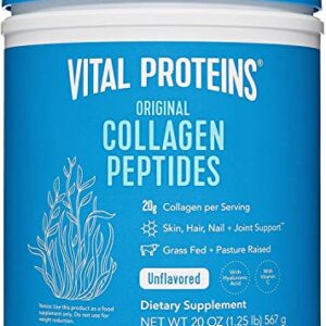 Vital Proteins Collagen Peptides Powder with Hyaluronic Acid and Vitamin C, Unflavored, 20 oz