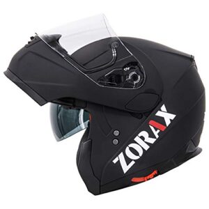 Zorax Matt Black M (57-58cm) ZOR-838 Double Visor Modular Flip up front Motorcycle Motorbike Helmet ECE 2205 Approved