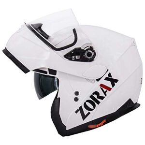 Zorax White S (55-56cm) ZOR-838 Double Visor Modular Flip up front Motorcycle Motorbike Helmet ECE 2205 Approved