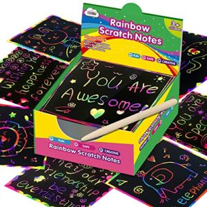ZMLM Rainbow Scratch Mini Art Notes - 125 Magic Scratch Note Pads Cards Sheets for Kids Black Scratch Arts Crafts DIY Party Favor Supplies Kit Birthday Game Toy Gifts Box for Girls Boys Halloween