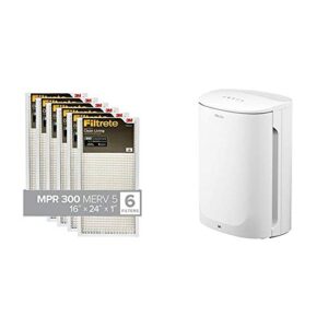 Filtrete 16x24x1, Air Filter, MPR 300, Clean Living Basic Dust, 6-Pack & Filtrete Small/Medium Air Purifier