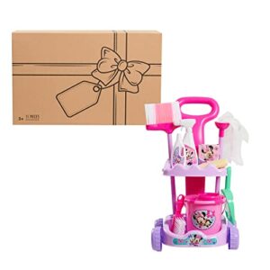 Disney Junior Minnie Mouse Sparkle 'N Clean Trolley, 21-inches, 11-pieces, Pretend Play, Kids Toys for Ages 3 Up, Amazon Exclusive