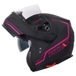 Zorax Matt Black/Pink S (55-56cm) ZOR-838 Double Visor Modular Flip up front Motorcycle Motorbike Helmet ECE 2205 Approved