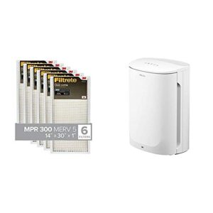 Filtrete 14x30x1, Air Filter, MPR 300, Clean Living Basic Dust, 6-Pack & Filtrete Small/Medium Air Purifier
