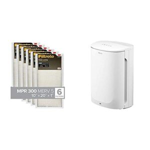 Filtrete 10x20x1, Air Filter, MPR 300, Clean Living Basic Dust, 6-Pack & Filtrete Small/Medium Air Purifier