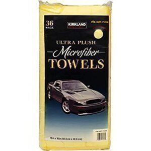 KIRKLAND SIGNATURE 713161 Ultra Plush Microfibre Towels 36 Pack, Yellow, H 40.6 x W 40.6 cm, Set of 36