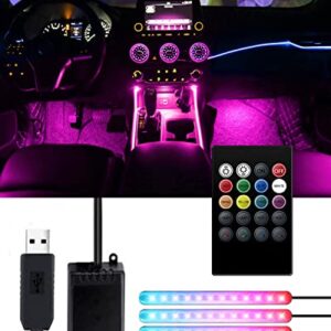 Interior Car Lights - Trongle Car Strip LED Lights, Waterproof with 4pcs 48 LEDs 8Colors with Sound Sensor and Remote Control, USB Port Car Charger Light Bar, Car Music Sound-activated Lighting, DC 5V