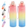 MIKAO Water Bottles with Times to drink 32 OZ Motivational Water Bottle with Straw and Time Marker Gym Travel Reusable Cute Sports Plastic Water Jug with Hydrating Reminder BPA Free and Leakproof