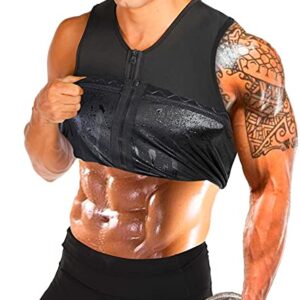 HOMETA Sweat Vest for Men Waist Trainer Sauna Vest Body Shaper Polymer Zipper Weight Loss Sauna Tank Top Workout Shirt
