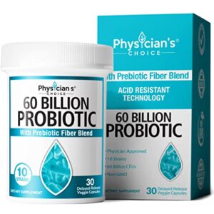 Physician's Choice Probiotics 60 Billion CFU - 10 Diverse Strains Plus Organic Prebiotic, Designed for Overall Digestive Health and Supports Occasional Constipation, Diarrhea, Gas & Bloating
