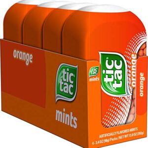 Tic Tac Fresh Breath Mints, Orange, Bulk Hard Candy Mints, 3.4 oz Bottle Packs, 4 Count