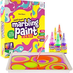 Marbling Paint Art Kit for Kids - Arts and Crafts for Girls & Boys Ages 6-12 - Craft Kits Art Set - Best Tween Paint Gift Ideas for Kids Activities Age 4 5 6 7 8 9 10 Year Old - Marble Painting Kits