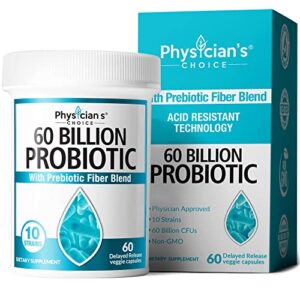 Physician's Choice Probiotics 60 Billion CFU - 10 Diverse Strains Plus Organic Prebiotic, Designed for Overall Digestive Health and Supports Occasional Constipation, Diarrhea, Gas & Bloating