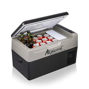 Alpicool G22 Car Fridge 22 Litre Mini Fridge 12/24v Car Refrigerator Portable Camping Fridge Freezer Truck Electric Cool Box for Campervan RV Boat Travel Picnic,-20℃ to 20 ℃/Low Consumption