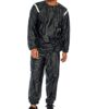 Heavy Duty Sauna Suit Men Women Weight Loss Exercise Slim Gym Fitness Workout Anti-Rip PVC Reflective Trim Sweat Sauna Suit (Black, Medium-Large)