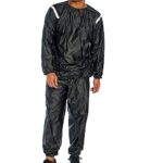 Heavy Duty Sauna Suit Men Women Weight Loss Exercise Slim Gym Fitness Workout Anti-Rip PVC Reflective Trim Sweat Sauna Suit (Black, Medium-Large)