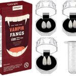 COOLJOY 3 Sizes Vampire Fangs Teeth with Adhesive Halloween Party Cosplay Props White Horror False Teeth Props Party Favors Masquerade Accessories Gift