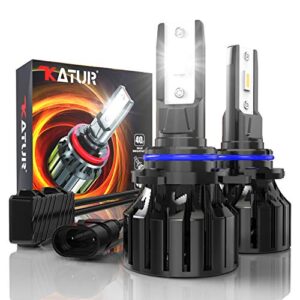 KATUR 9012 Headlight Bulb, 80W 16000LM 6000K Cool White 400% Brightness Super Bright 360 Degree Adjustable Beam Angle HIR2 9012 Car Headlight Bulb Conversion Kit IP65 Waterproof, Pack of 2