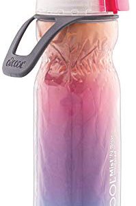 O2COOL Mist 'N Sip Misting Water Bottle 2-in-1 Mist And Sip Function With No Leak Pull Top Spout (Raspberry Ombre)