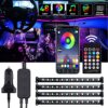 Rovtop Car Interior Lights,Car LED Strip Light with Remote Control, 48 LED 16 Million Colors APP Controlled Lighting Kits,DIY Mode and Colour Music Sync(5V USB Port), Christmas Decorations, Gifts